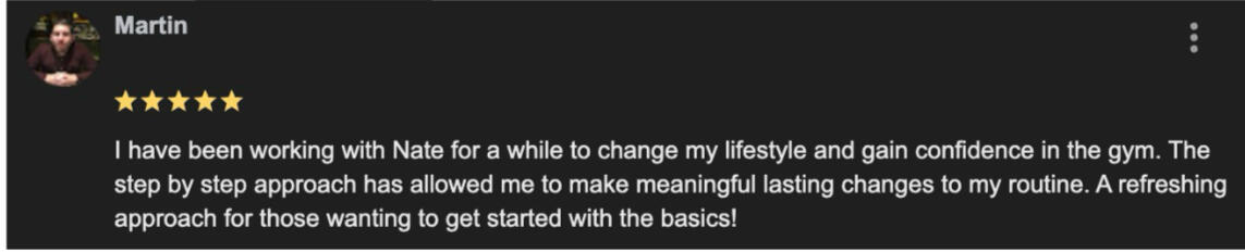 Martin Personal Training Feedback Tadley