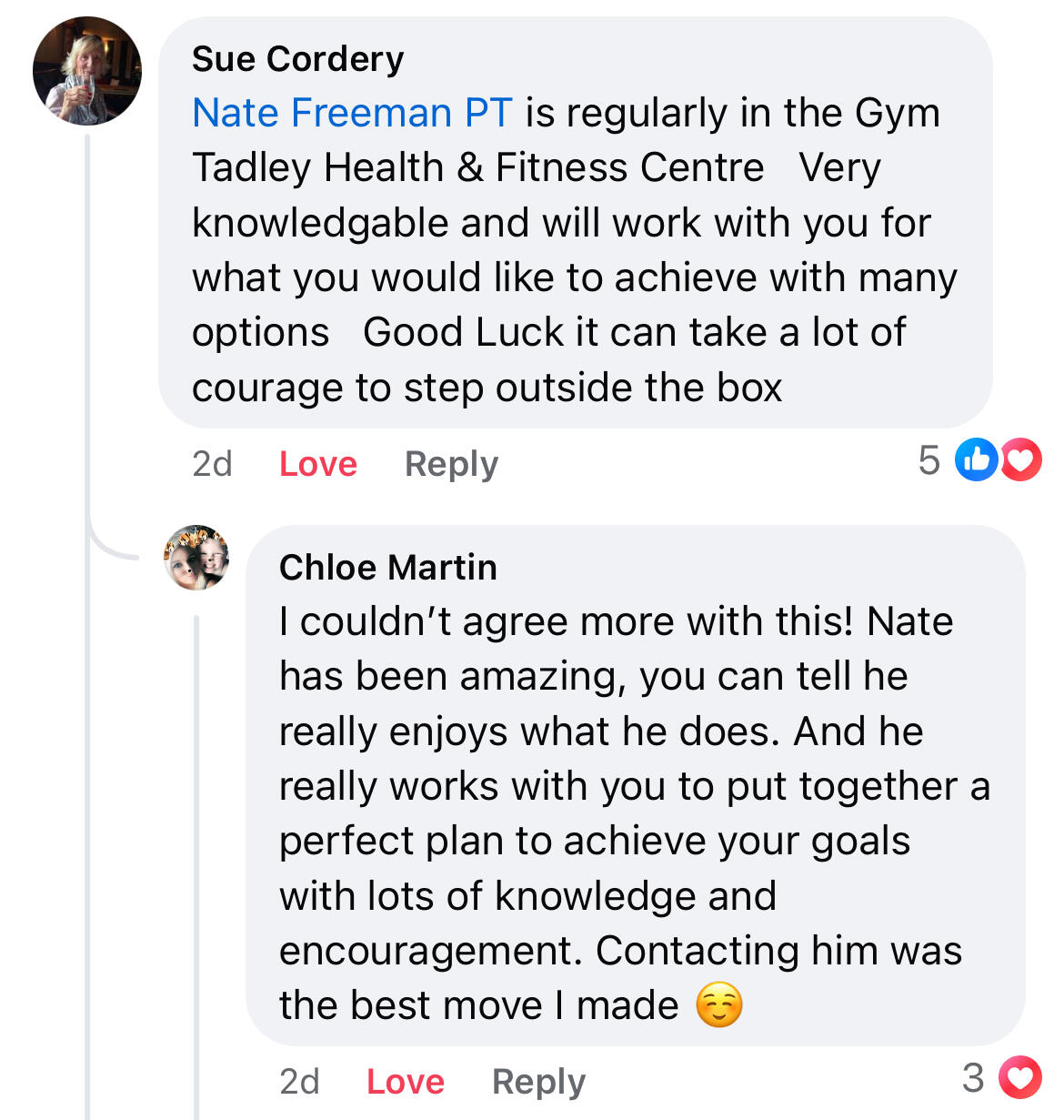 Martin Personal Training Feedback Tadley